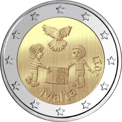 Монета 2 евро 2017 год. Мальта. "МИР".